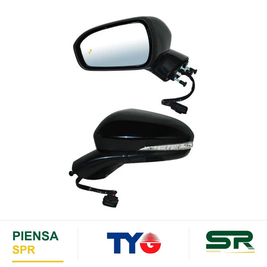 ESPEJO IZQUIERDO ELÉCTRICO 12 PINES CON DIRECCIONAL CON DESEMPAÑANTE PARA PINTAR CON SENSOR DE PUNTO CIEGO CON MEMORIA CON LUZ INFERIOR FORD FUSION 2017-2020 TYG