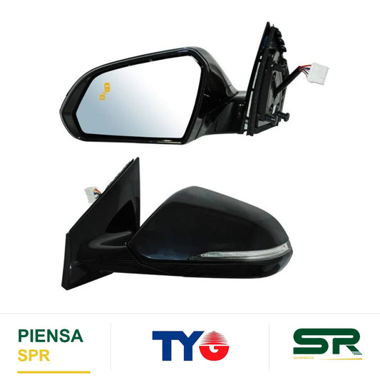 ESPEJO IZQUIERDO ELÉCTRICO 12 PINES CON DIRECCIONAL CON DESEMPAÑANTE PARA PINTAR BASE NEGRA CON SENSOR DE PUNTO CIEGO CON MEMORIA HYUNDAI SONATA 2015-2017 TYG