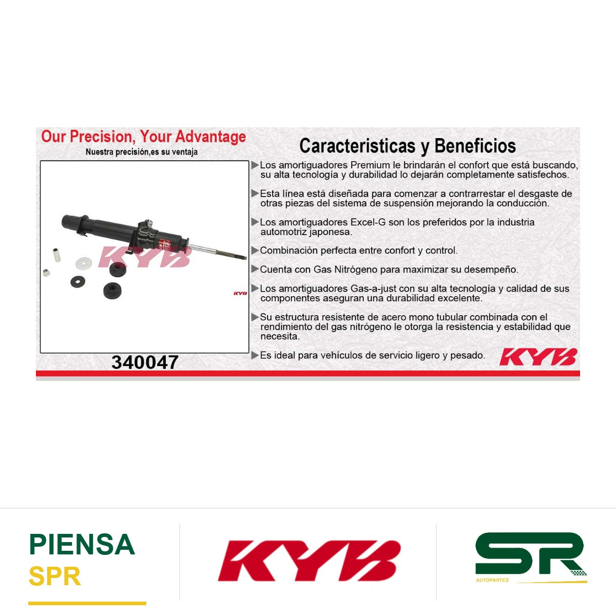 AMORTIGUADOR DELANTERO DERECHO GAS EXCEL-G ACURA TSX (2009-2013). KYB
