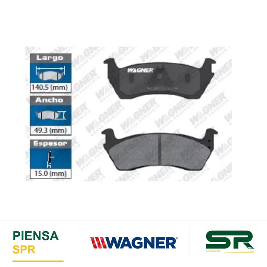 BALATA SEMIMETÁLICA TRASERA FORD ESCAPE FWD 07 / EXPLORER 2005-2009 / EXPLORER SPORT TRACK 2007-2010 / SPORT TRAC 07 / MERCURY MARINER 07 / MOUNTAINEER 2002-2008 WAGNER
