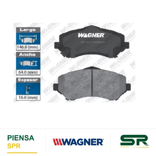 BALATA CERÁMICA DELANTERA CHRYSLER TOWN & COUNTRY 2008-2014 16 / DODGE GRAND CARAVAN 2008-2014 16 / JOURNEY 2009-2013 / NITRO 09 11 / JEEP LIBERTY 2009-2012 / WRANGLER 2011-2016 / VOLKSWAGEN ROUTAN 2009-2014 WAGNER