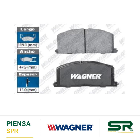 BALATA SEMIMETÁLICA DELANTERA CHEVROLET NOVA 1986-1987 / GEO PRISM 1989-1992 / TOYOTA CAMRY 1983-2008 / CELICA 1986-1989 / CELICA CONVERTIBLE 1987-1988 / CELICA GTS 89 / CELICA ST 1990-1991 / COROLLA COUPE 1989-1992 / COROLLA GTS 1990-1992 / WAGNER