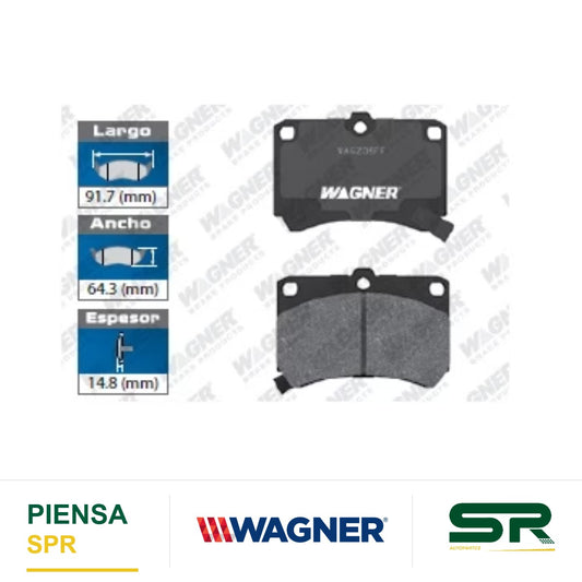 BALATA SEMIMETÁLICA DELANTERA FORD ESCORT 1991-1995 / MAZDA 323 1990-1994 / PROTEGE 1990-1998 / MERCURY TRACER 1991-1992 / ASPIRE 1994-1997 WAGNER