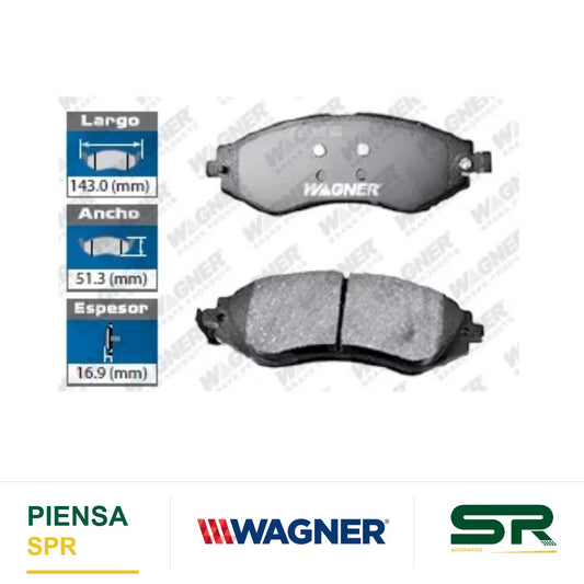BALATA SEMIMETÁLICA DELANTERA CHEVROLET AVEO 2004-2012 / SPARK 2013-2015 / OPTRA 2004-2008 / PONTIAC G3 SEDAN 09 / WAVE 2006-2008 / WAVE 5 09 / SUZUKI FORENZA 2004-2005 / RENO 2005-2006 WAGNER