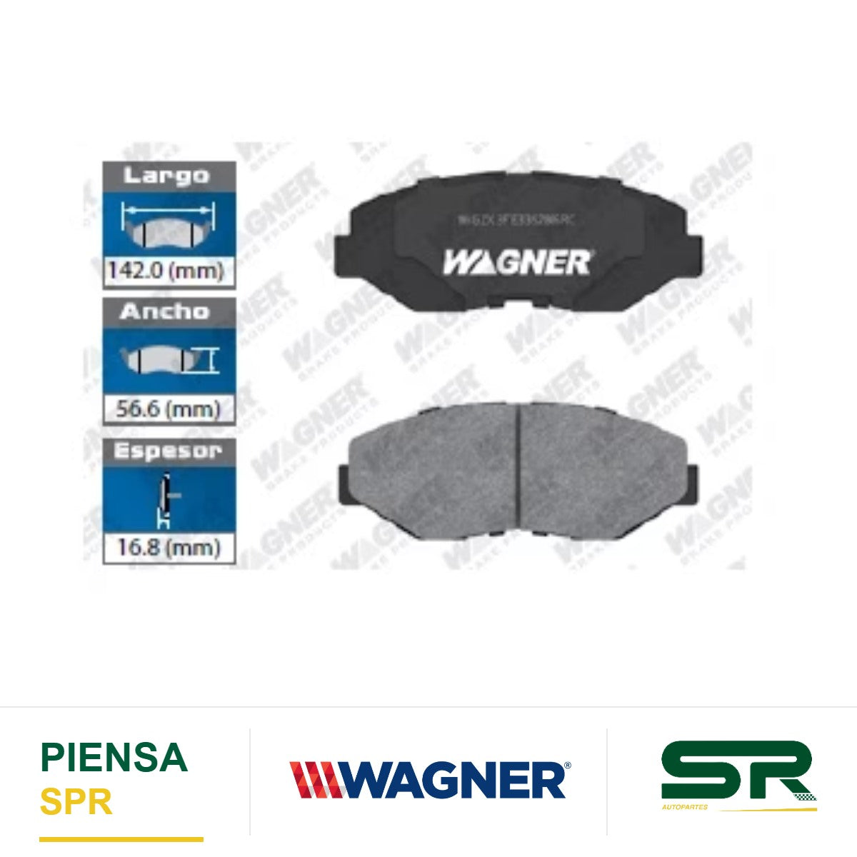 BALATA SEMIMETÁLICA DELANTERA ACURA ILX 2013-2015 / HONDA ACCORD 2004-2007 2011-2017 / CIVIC 2013-2021 / CR-V 2002-2006 2012-2016 / CR-Z 2016 / ELEMENT 2003-2011 / FIT 2013-2014 / PILOT 2004-2008 WAGNER