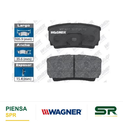 BALATA SEMIMETÁLICA TRASERA CHRYSLER 200 2011-2014 / SEBRING 2007-2010 / DODGE AVENGER 2008-2009 2011-2014 / CALIBER 2007-2012 / JEEP COMPASS 2007-2017 / PATRIOT 2007-2017 / MITSUBISHI LANCER 2005-2014 / OUTLANDER 2005-2006 WAGNER