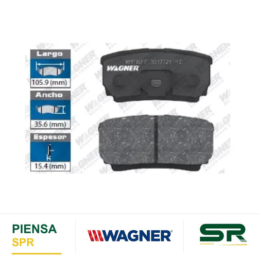 BALATA SEMIMETÁLICA TRASERA CHRYSLER 200 2011-2014 / SEBRING 2007-2010 / DODGE AVENGER 2008-2009 2011-2014 / CALIBER 2007-2012 / JEEP COMPASS 2007-2017 / PATRIOT 2007-2017 / MITSUBISHI LANCER 2005-2014 / OUTLANDER 2005-2006 WAGNER