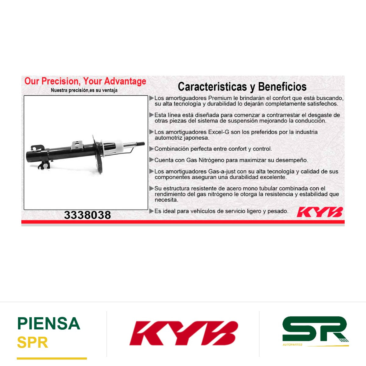 AMORTIGUADOR DELANTERO GAS EXCEL-G VW UP TODOS (2016-2018). KYB