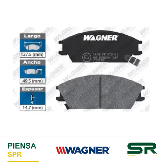 BALATA CERÁMICA DELANTERA DODGE ATITUDE 2006-2007 / VERNA 2000-2005 / HYUNDAI ACCENT 1995-2006 / EXCEL 1990-1994 / S COUPE 1991-1995 / MITSUBISHI PRECIS 1988-1994 WAGNER