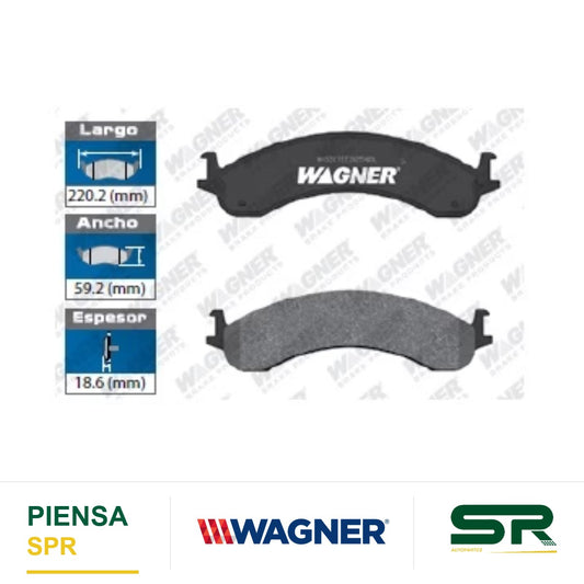 BALATA SEMIMETÁLICA DELANTERA DODGE RAM 1500 4WD 2000-2002 / RAM 2500 2001-2002 / RAM 2500 4WD RAM 3500 01 / RAM 3500 4WD 2001-2002 / RAM 4000 2001-2002 WAGNER