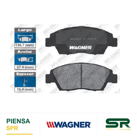 BALATA SEMIMETÁLICA DELANTERA ACURA ILX 2013-2015 / RSX 2002-2006 / HONDA CIVIC 1993-1995 2003-2015 / CIVIC SOL 1994-1997 / FIT 2007-2008 WAGNER