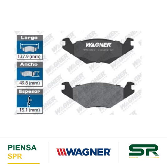 BALATA SEMIMETÁLICA DELANTERA VOLKSWAGEN ATLANTIC 1986-1991-CORSAR 1986-1991 / GOLF GTI 1987-1994 / JETTA CARAT 91 / JETTA GLI 1990-1991 / RABBIT CONVERTIBLE 1984-1985 / SCIROCCO 1984-1985 WAGNER