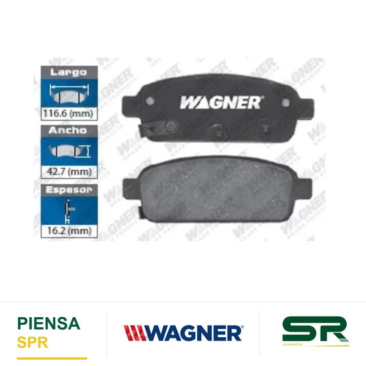 BALATA CERÁMICA TRASERA CHEV CRUZE 2010-2016 / SONIC RS 2013-2016 / TRAX 2014-2017 / VOLT 2011-2016 / BUICK ENCORE 2013-2017 / VERANO 2012-2017 / - CADILLAC ELR 2014-2016 / ORLANDO 2012-2013 WAGNER