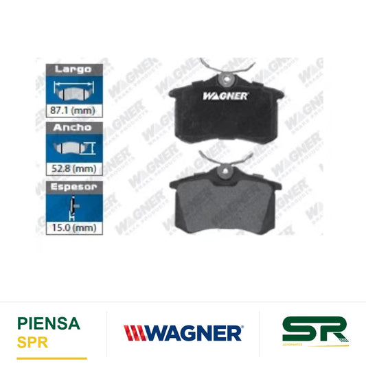 BALATA SEMIMETÁLICA TRASERA VOLKSWAGEN BEETLE 1998-2010 / GOLF 1999-2006 / JETTA 1998-2005 / PASSAT 1998-2005 / AUDI A4 2002-2007 / AUDI A6 1998-2004 / AUDI A3 12 / A4 QUATTRO 2002-2006 WAGNER