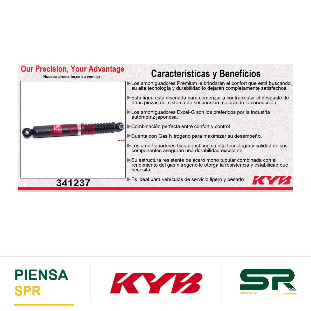 AMORTIGUADOR TRASERO GAS EXCEL-G PEUGEOT GRAND RAID (2008-2012) - PARTNER (2003-2012). KYB