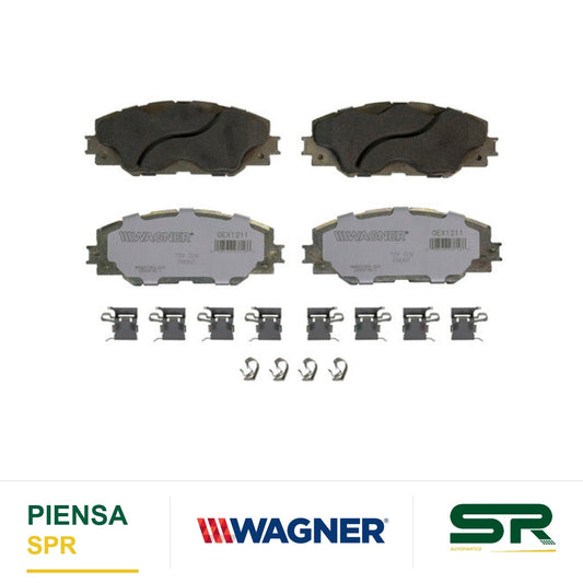 BALATA CERÁMICA DELANTERA TOYOTA COROLLA XRS 2009-2011 ; TOYOTA MATRIX 2 4L AWD 2009-2011 ; TOYOTA MATRIX 2 4L FWD 2009-2011 ; TOYOTA RAV4 V6 2006-2015 WAGNER