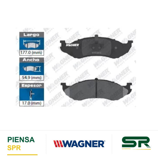 BALATA SEMIMETÁLICA DELANTERA JEEP CHEROKEE 4X4 1990-1993 / CHEROKEE 1997-2001 / COMANCHE 4X4 1990-1992 / GRAND CHEROKEE 1992-2001 / WRANGLER 1999-2005 / WRANGLER UNLIMITED 07 WAGNER