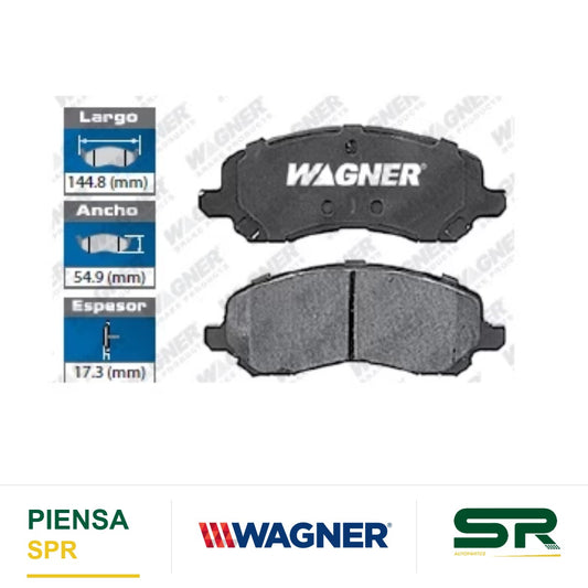 BALATA CERÁMICA DELANTERA CHRYSLER 200 2011-2014 / SEBRING 2001-2005 2007-2010 / DODGE AVENGER 2008-2014 / CALIBER 2007-2012 / STRATUS 2001-2005 / JEEP COMPASS 2007-2015 17 / PATRIOT 2007-2015 17 / MITSUBISHI ECLIPSE 2000-2012 / GALANT 2000-2011 / WAGNER