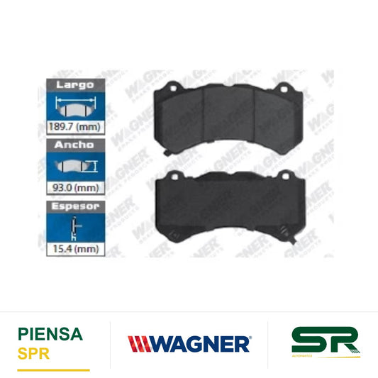 BALATA SEMIMETÁLICA DELANTERA 8513-D1405 CADILLAC ATS 2017-2018 / CTS SERIE V 2009-2017 / CHEV CAMARO 3 6 2012-2018 / CORVETTE 2015-2018 / DODGE CHALLENGER SRT 2015-2016 / CHARGER SRT-8 2015-2016 / JEEP GRAND CHEROKEE SRT 2012-2018 WAGNER
