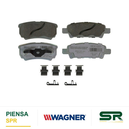 BALATA CERÁMICA TRASERA CHRYSLER 200 2011-2014 / SEBRING 2007-2010 / DODGE AVENGER 2008-2009 2011-2014 / CALIBER 2007-2012 / JEEP COMPASS 2007-2017 / PATRIOT 2007-2017 / MITSUBISHI LANCER 2005-2014 / OUTLANDER 2005-2006 WAGNER