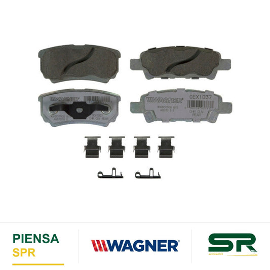 BALATA CERÁMICA TRASERA CHRYSLER 200 2011-2014 / SEBRING 2007-2010 / DODGE AVENGER 2008-2009 2011-2014 / CALIBER 2007-2012 / JEEP COMPASS 2007-2017 / PATRIOT 2007-2017 / MITSUBISHI LANCER 2005-2014 / OUTLANDER 2005-2006 WAGNER