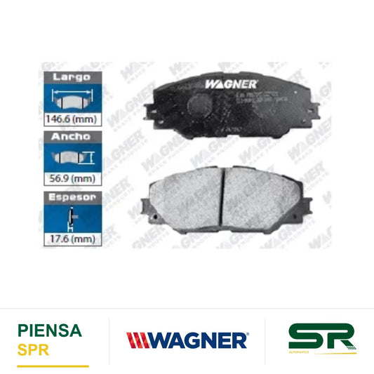 BALATA SEMIMETÁLICA DELANTERA PONTIAC VIBE 2009-2010 / SCION IM 16 / TC 2011-2016 / TOYOTA COROLLA 17 / MATRIX 2009-2013 / MIRAI 2016-2017 / RAV-4 2006-2017 WAGNER