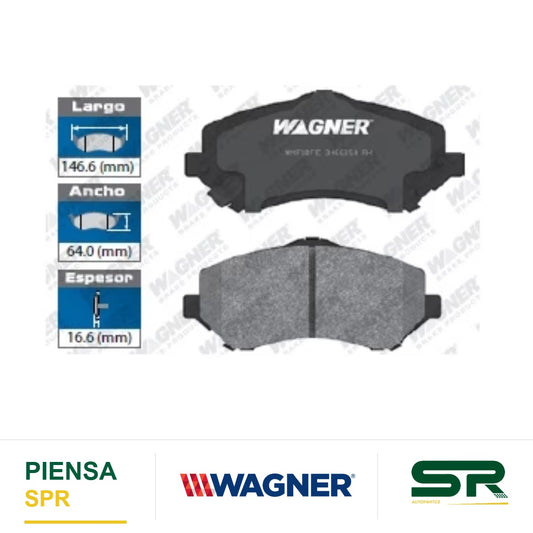 BALATA SEMIMETÁLICA DELANTERA CHRYSLER TOWN & COUNTRY 2008-2014 16 / DODGE GRAND CARAVAN 2008-2014 16 / JOURNEY 2009-2013 / NITRO 09 11 / JEEP LIBERTY 2009-2012 / WRANGLER 2011-2016 / VOLKSWAGEN ROUTAN 2009-2014 WAGNER