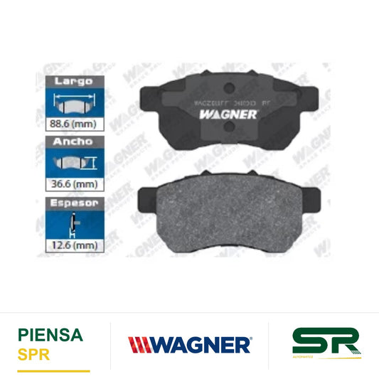 BALATA SEMIMETÁLICA TRASERA HONDA CITY 10 / CIVIC 3DR 93 / CIVIC 4DR EX 93 / CIVIC 1992-2000 / CIVIC SOL 1993-1997 / CIVIC EX 1992-1993 / CIVIC EX 93 WAGNER