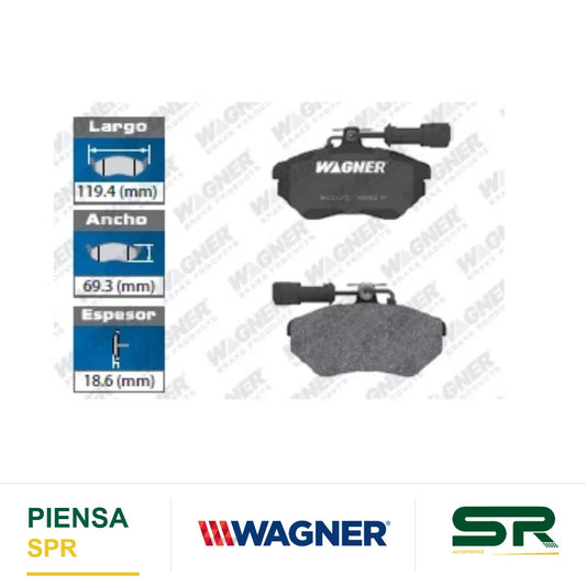 BALATA SEMIMETÁLICA DELANTERA VOLKSWAGEN GOLF 1992-1997 / GOLF GTI 1994-1995 / JETTA 1992-1997 / JETTA III 95 / JETTA III GLX 94 WAGNER