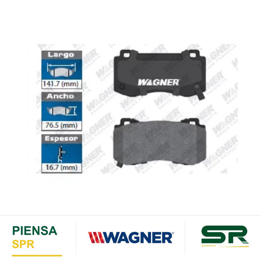 BALATA SEMIMETÁLICA DELANTERA CHRYS 300 2006-2007 2013-2014 / DODGE CHALLENGER 2012-2016 / CHARGER 2012-2016 / MAGNUM 06 / JEEP GRAND CHEROKEE 2007-2010 WAGNER