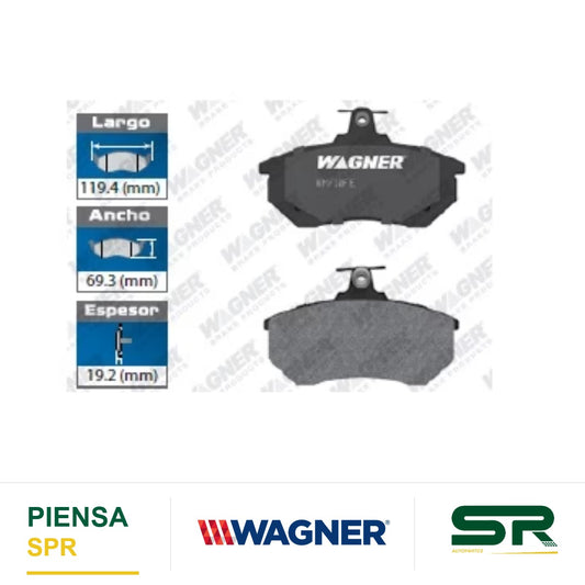 BALATA SEMIMETÁLICA DELANTERA VOLKSWAGEN GOLF GL 1996-1997 / GOLF GTI 1992-1994 / JETTA 1993-1995 / JETTA GL 1996-1997 / JETTA VR6 95 / PASSAT SYNCRO 1991-1992 / PASSAT WAGON 92 WAGNER
