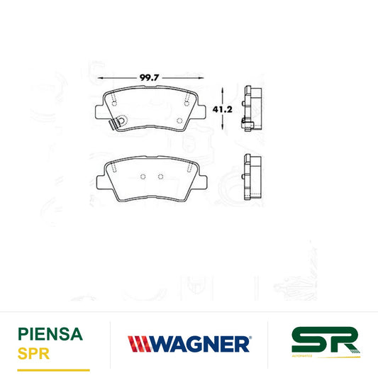 BALATA CERÁMICA TRASERA HYUNDAI ELANTRA GT 2018-2017 / HYUNDAI SONATA 2016-2017 / HYUNDAI VELOSTER 2016-2017 / KIA OPTIMA 2016-2017 WAGNER