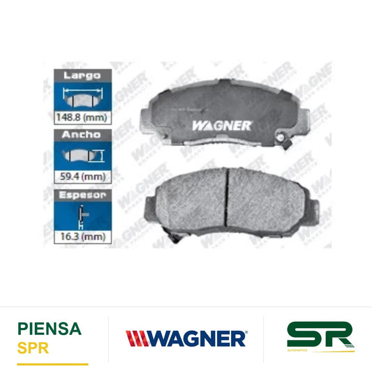 BALATA SEMIMETÁLICA DELANTERA ACURA CL 2001-2003 / CSX 2006-2011 / RL 1999-2004 / TL 1999-2008 / TSX 2004-2014 / HONDA ACCORD 2003-2012 / BR-V 2018-2019 / CIVIC 2006-2014 WAGNER