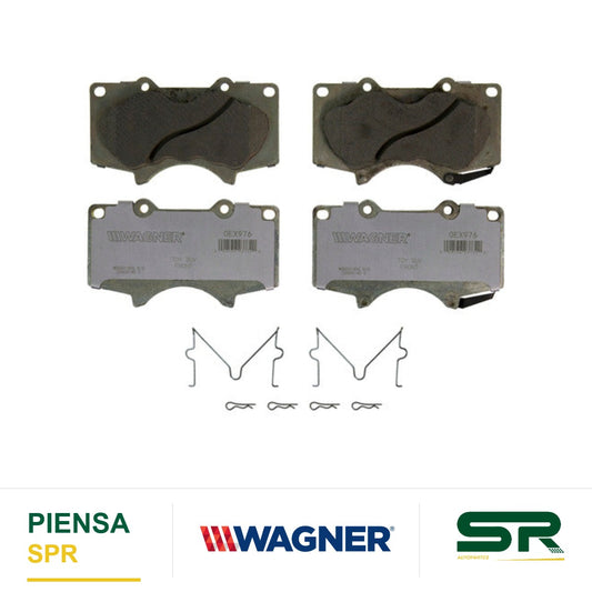 BALATA CERÁMICA DELANTERA TOYOTA 4 RUNNER 2004-2013 ; TOYOTA FJ CRUISER 2007-2013 ; TOYOTA HILUX NUEVA 2013-2013 ; TOYOTA SEQUOIA 2003-2007 ; TOYOTA TACOMA 4WD 2006-2015 ; TOYOTA TUNDRA 2003-2007 WAGNER