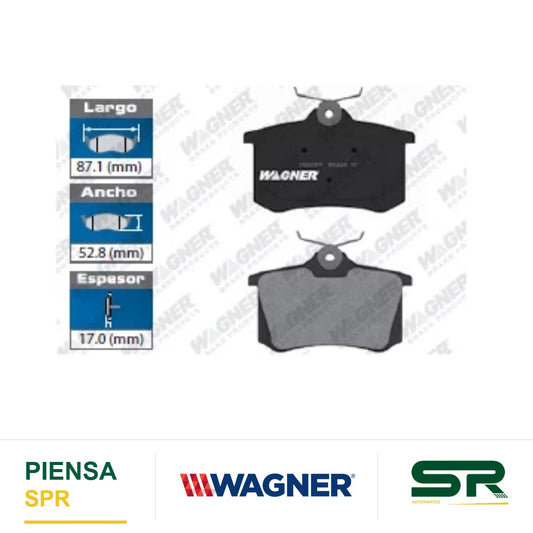 BALATA SEMIMETÁLICA TRASERA AUDI A3 2010-2013 / A4 1997-2005 / A6 1998-2001 / A8 2001-2003 / S4 2000-2002 / S8 2001-2003 / TT 2000-2006 / VOLKSWAGEN BEETLE 1998-2016 / CABRIO 1999-2002 / CORRADO 1993-1994 / GOLF 1995-2006 11 15 / JETTA 1994-2005 WAGNER