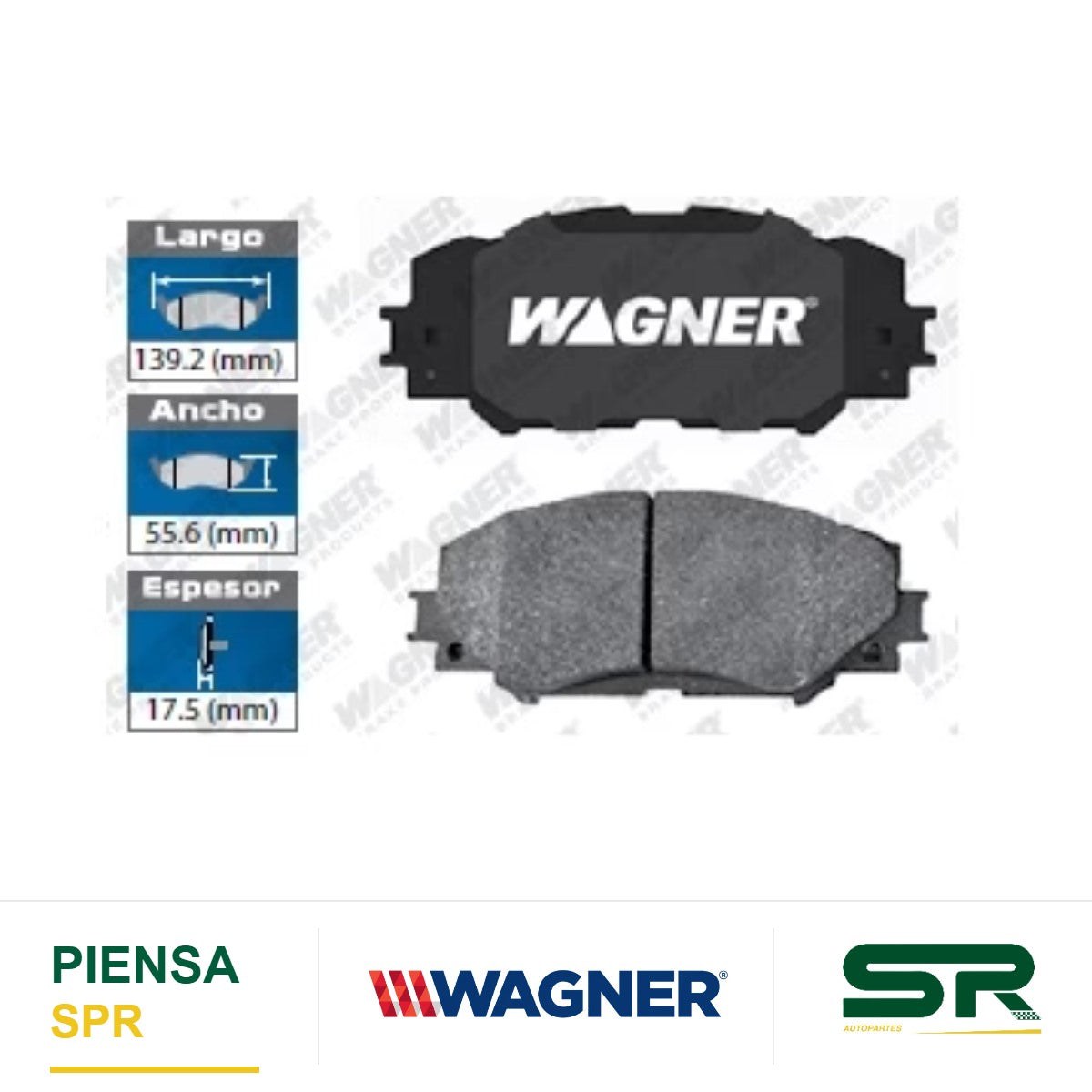 BALATA SEMIMETÁLICA DELANTERA TOYOTA COROLLA 2009-2019 / MATRIX 2009-2014 / PRIUS V 2012-2017 / RAV-4 2006-2018 / LEXUS HS250H 2010-2012 / PONTIAC VIBE 2009-2010 / SCION XB 2008-2015 / XD 2008-2014 WAGNER