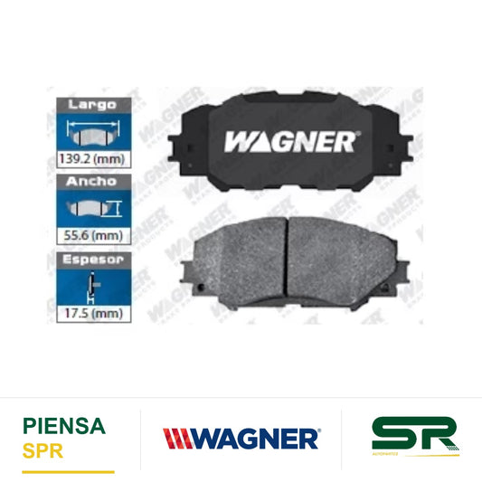 BALATA SEMIMETÁLICA DELANTERA TOYOTA COROLLA 2009-2019 / MATRIX 2009-2014 / PRIUS V 2012-2017 / RAV-4 2006-2018 / LEXUS HS250H 2010-2012 / PONTIAC VIBE 2009-2010 / SCION XB 2008-2015 / XD 2008-2014 WAGNER