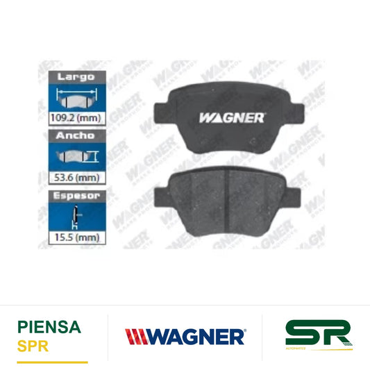BALATA CERÁMICA TRASERA VOLKSWAGEN BORA L4 2 0 / L5 2 5 11 / GOLF EOS / GTI 2011-2012 / JETTA L4 2 0 / L5 2 5 2011-2012 / PASSAT 12 WAGNER