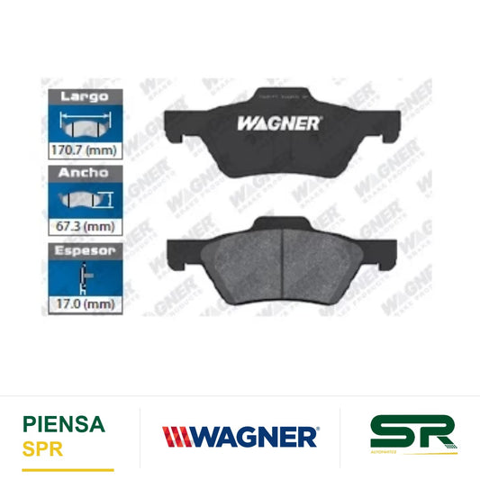 BALATA SEMIMETÁLICA DELANTERA FORD ESCAPE 2007-2011 / ESCAPE HYBRID 2008-2011 / MARINER HYBRID 2007-2011 / MAZDA TRIBUTE 2008-2010 WAGNER