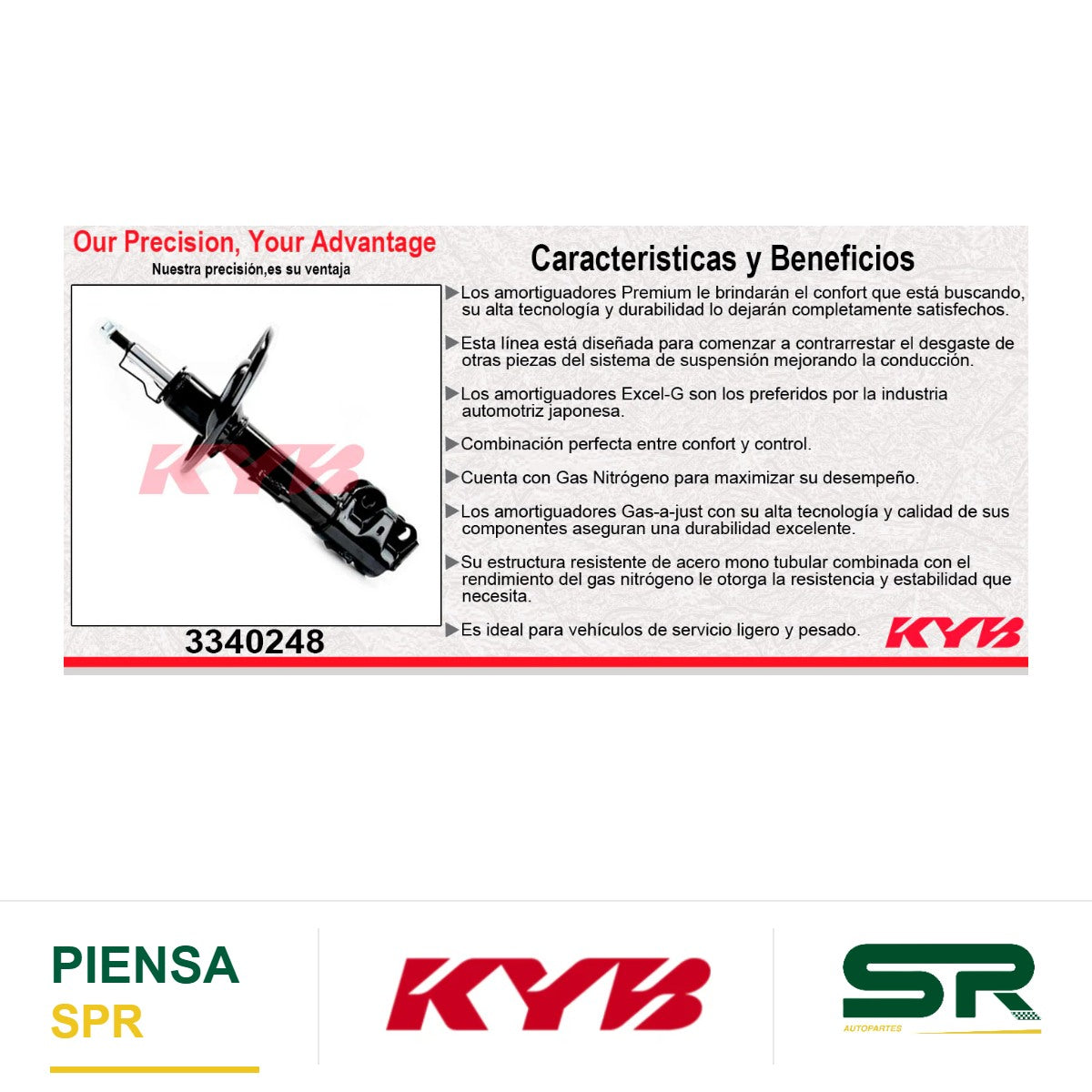 AMORTIGUADOR DELANTERO IZQUIERDO GAS EXCEL-G TOYOTA CAMRY (2018-2023). KYB