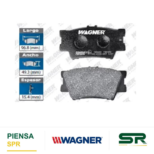 BALATA SEMIMETÁLICA TRASERA LEXUS ES300H 2013-2017 / ES350 2007-2017 / HS250H 2010-2011 / PONTIAC VIBE 2009-2010 / TOYOTA AVALON 2008-2017 / CAMRY 2007-2017 / MATRIX 2009-2013 / RAV4 2006-2017 WAGNER