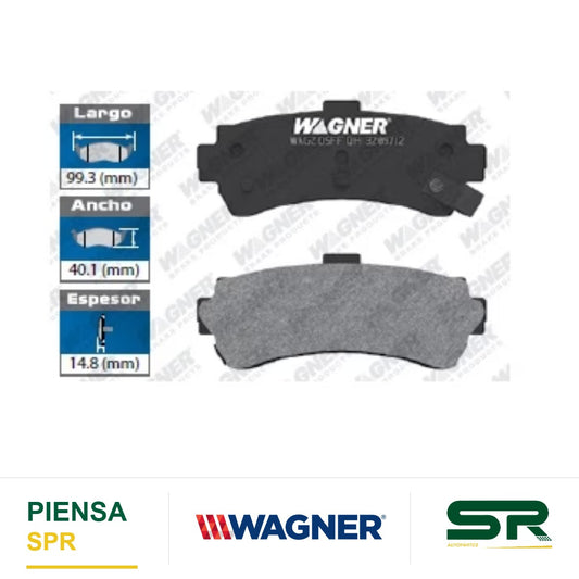 BALATA SEMIMETÁLICA TRASERA NISSAN 200 SX 1995-1998 / LUCINO 1996-1998 / LUCINO GSR 1996-2000 / SENTRA 1995-2003 / SENTRA GSS 1996-1998 WAGNER