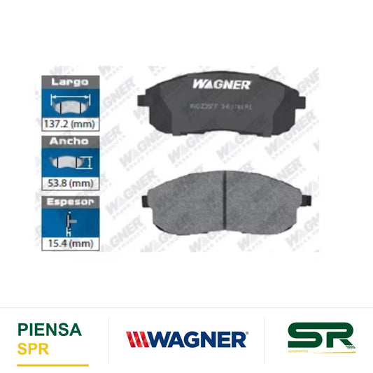 BALATA SEMIMETÁLICA DELANTERA INFINITI G35 2003-2005 / I35 2002-2004 / NISSAN ALTIMA 2002-2013 / CUBE 2009-2014 / JUKE 2011-2015 / MAXIMA 2000-2003 / SENTRA 2007-2019 / VERSA 2007-2012 / SUZUKI SX4 2007-2012 WAGNER