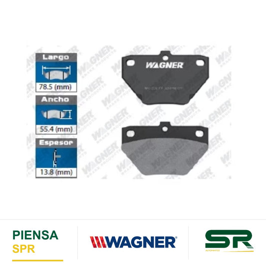 BALATA SEMIMETÁLICA TRASERA PONTIAC VIBE 07 / CELICA 2001-2005 / CELICA GTS 00 / COROLLA 2004-2008 / MATRIX 2003-2008 / MATRIX 2WD 2003-2005 / MATRIX 4WD 2003-2005 WAGNER