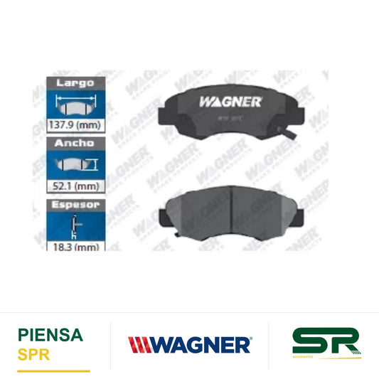 BALATA SEMIMETÁLICA DELANTERA ACURA CL 1997-1999 / COUPE, SEDAN, SEDAN SE 1990-2002 / HONDA ACCORD 1996-2004 / CRV 2000-2002 / CIVIC 1991-2002 WAGNER