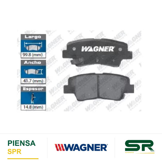 BALATA CERÁMICA TRASERA DODGE ATTITUDE 2012-2015 / HYUNDAI ACCENT 2012-2015 / AZERA 2010-2014 / ELANTRA 2011-2012 / SONATA 2008-2015 / KIA AMANTI 2007-2009 / OPTIMA 2011-2014 / SOUL 2010-2013 / SPORTAGE L4 2 0 / 2 4 2021-2022 WAGNER