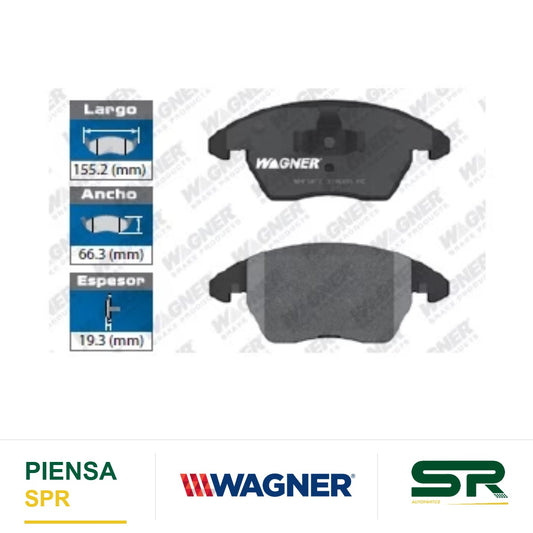 BALATA SEMIMETÁLICA DELANTERA AUDI A3 2006-2010 2012-2013 / A3 QUATTRO 2006-2010 / TT 09 / TT QUATTRO 2009-2010 / PEUGEOT 308 2009-2010 / VOLKSWAGEN BEETLE 07 2012-2016 / CC 09 12 / EOS 2007-2012 / GOLF 07 2010-2011 / GTI 2006-2010 / JETTA WAGNER