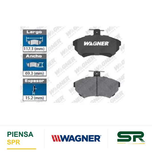 BALATA SEMIMETÁLICA DELANTERA SEAT CORDOBA 2001-2005 / IBIZA 2001-2003 / LEON 2002-2005 / VOLKSWAGEN DERBY ROTOR VENT 1999-2005 / GOLF GLS 1996-1999 / GOLF GTI 1998-2000 WAGNER