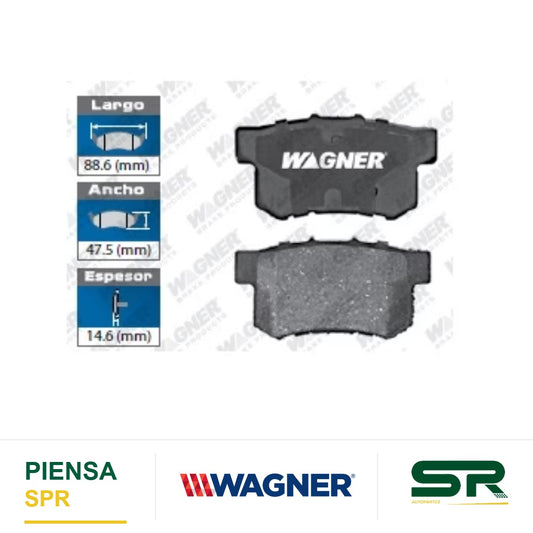 BALATA CERÁMICA TRASERA HONDA ACCORD 2004-2005 / ACCORD 4CIL 2002-2004 / ACCORD 6CIL 2003-2006 / ACCORD COUPE 1999-2002 / ACCORD SEDAN 1999-2002 / CIVIC 2001-2007 / CIVIC COUPE 06 / CIVIC SI 07 / ELEMENT 09 / ODYSSEY 1995-1998 / ISUZU OASIS WAGNER