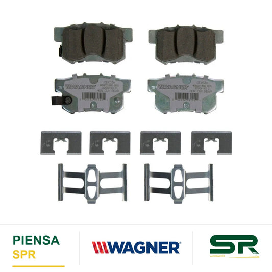 BALATA CERÁMICA TRASERA ACURA RDX 2007-2009 ; ACURA RDX AWD 2010-2011 ; ACURA TL EXC TYPE-S 1999-2008 ; ACURA TL TYPE-S 2007-2008 ; HONDA CR-V 2002-2004 ; HONDA ODYSSEY 1995-1998 WAGNER